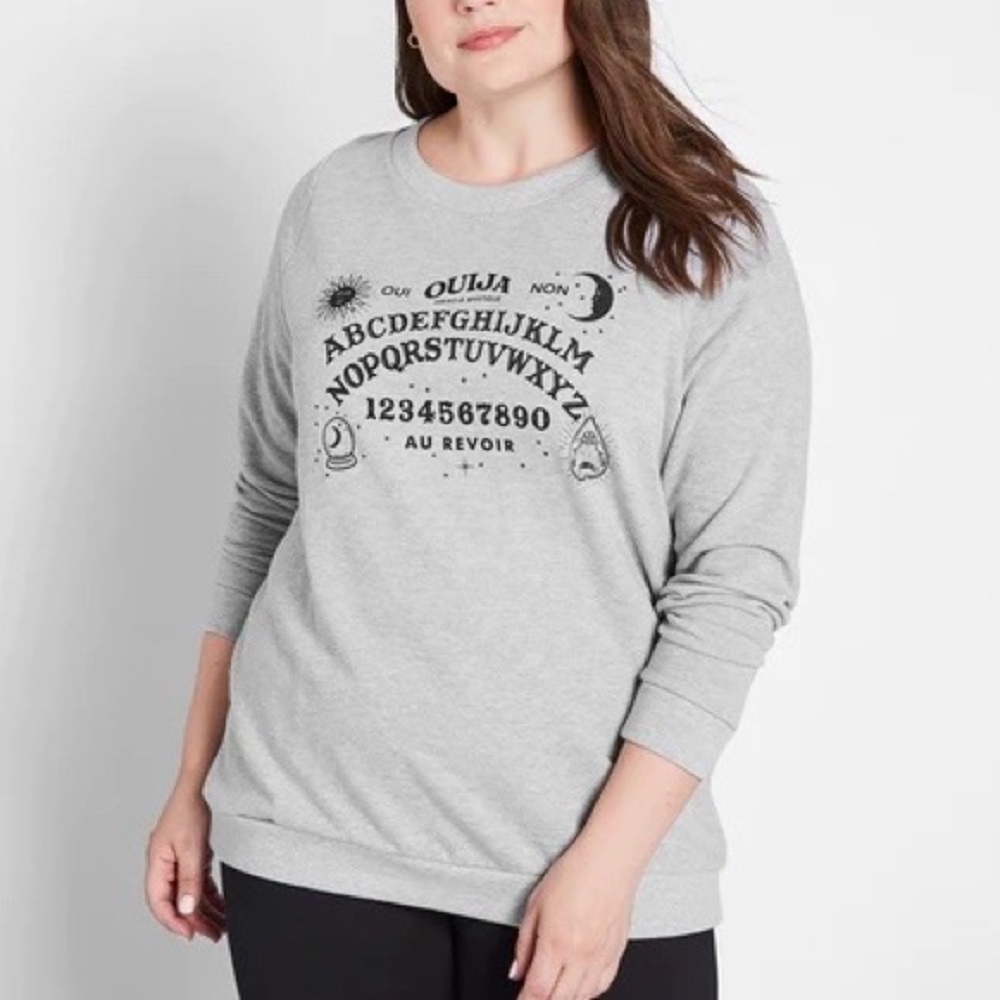 Modcloth spirit board graphic sweatshirt Heather grey 1X
